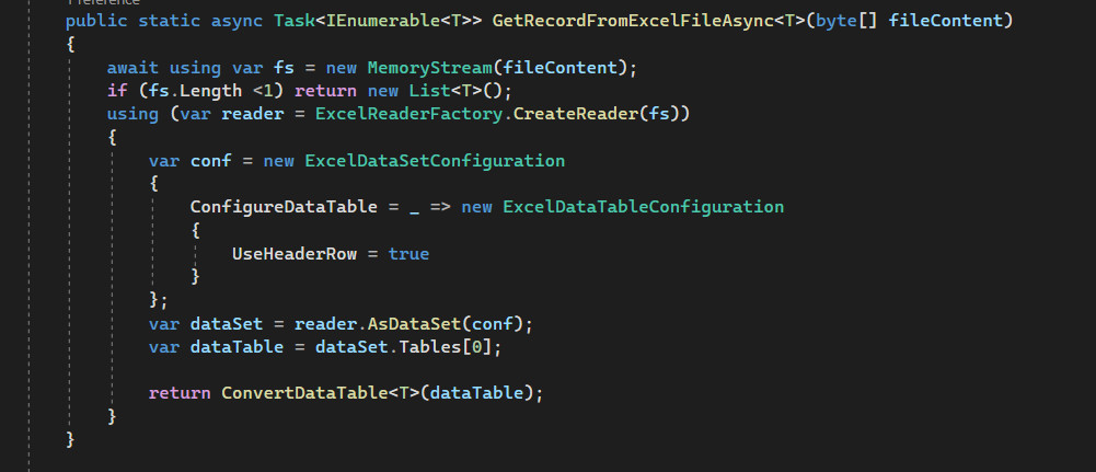 read excel file in c# datatable